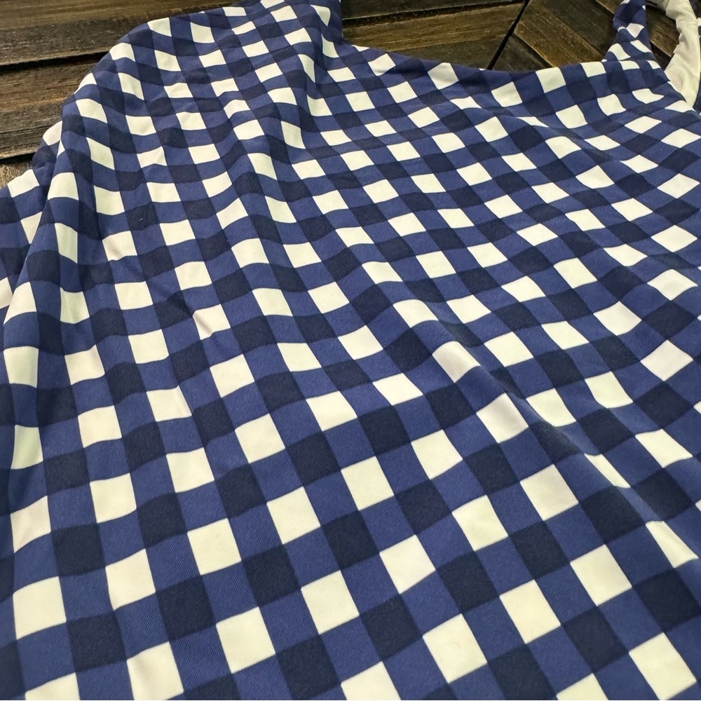 Anthropologie Onia Blue Gingham Print Ginny One Piece Swimsuit. Size M. NWT. - Picture 8 of 10